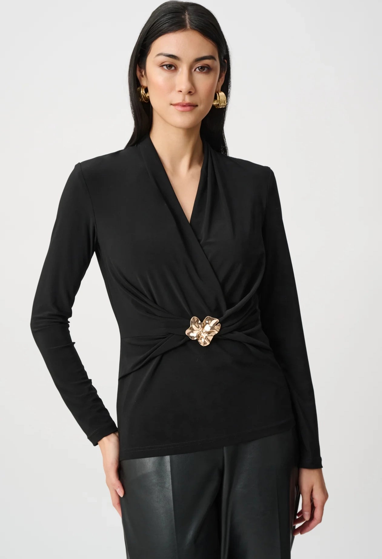 Silky Knit Twist Wrap Top