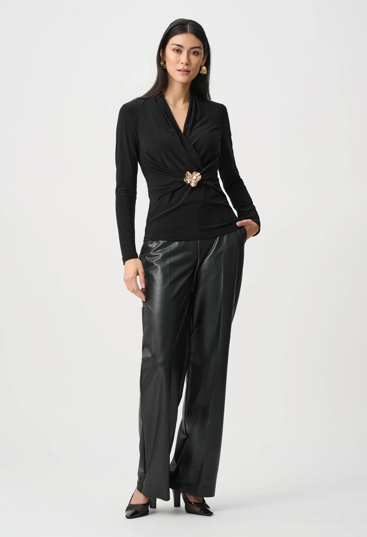 Silky Knit Twist Wrap Top
