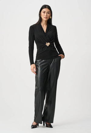 Silky Knit Twist Wrap Top