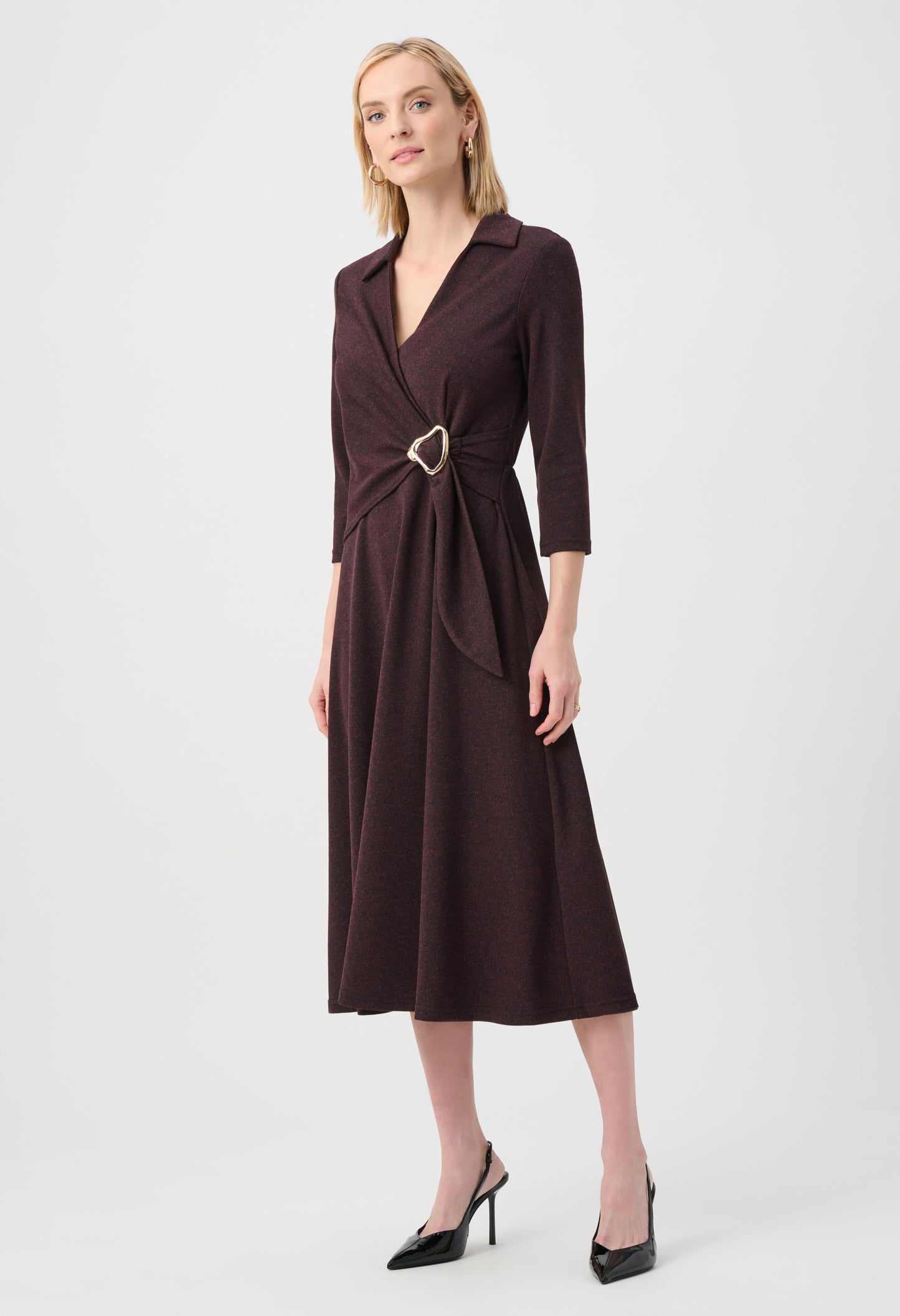 Herringbone Wrap Midi Dress
