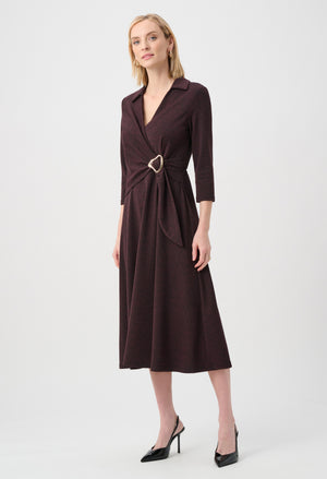 Herringbone Wrap Midi Dress