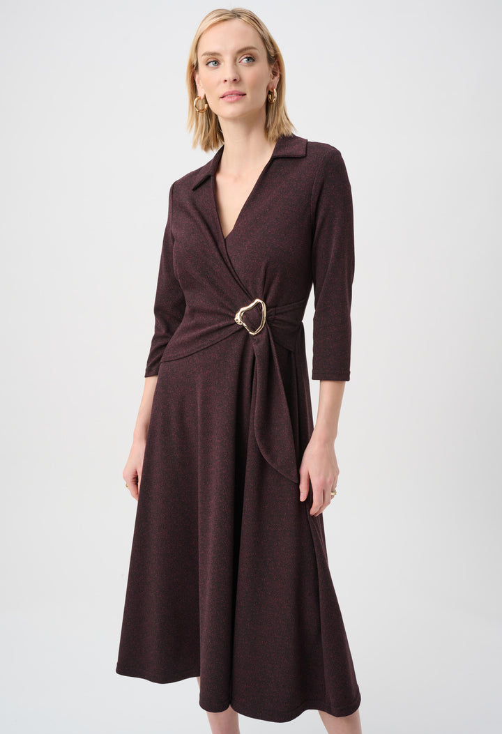 Herringbone Wrap Midi Dress