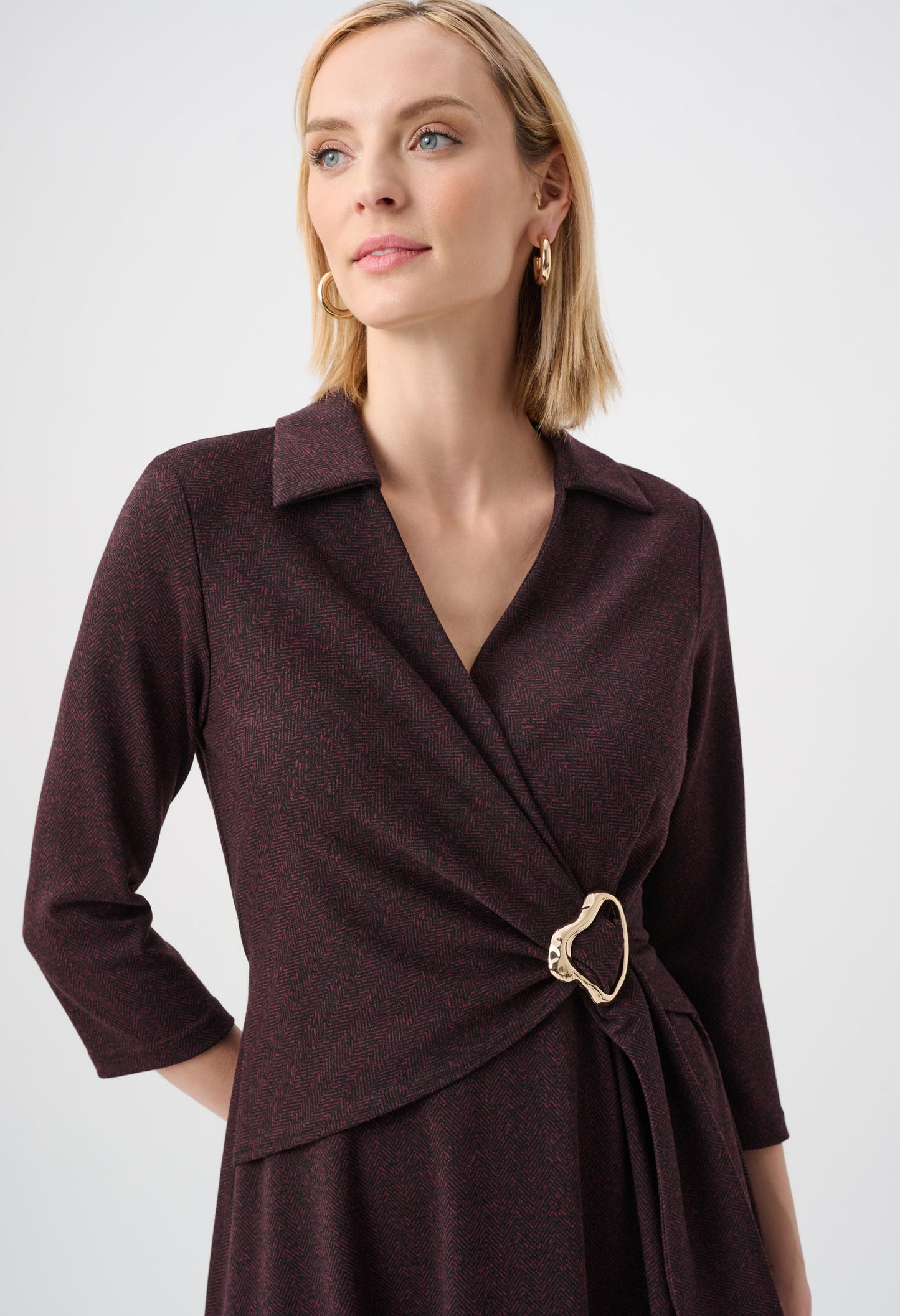 Herringbone Wrap Midi Dress