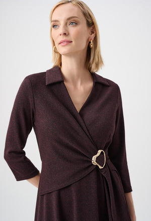 Herringbone Wrap Midi Dress