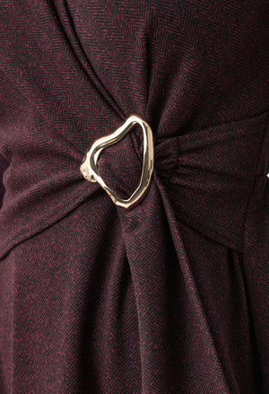 Herringbone Wrap Midi Dress