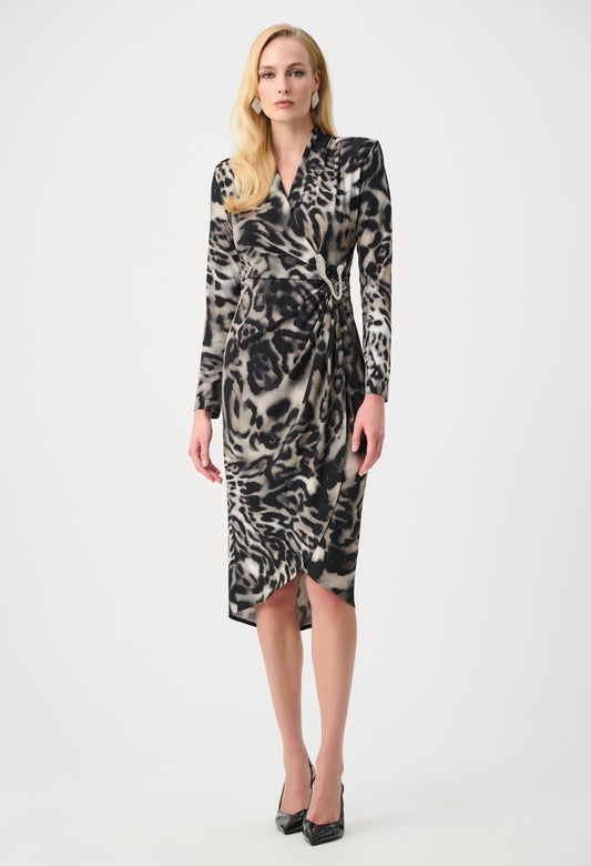 Animal Print Wrap Dress