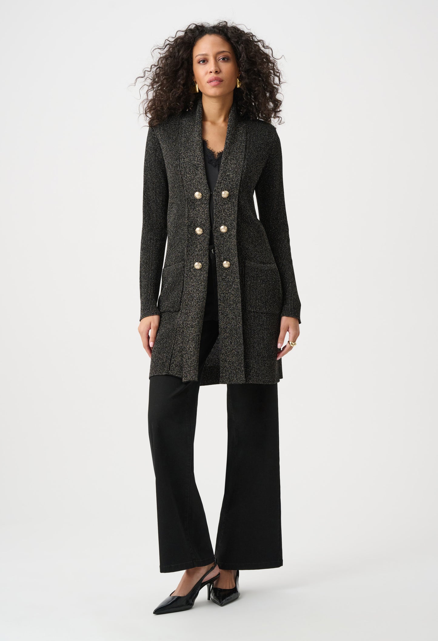Lurex Knit Longline Cardigan