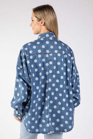 Polka Dot Denim Blouse