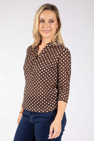 Polka Dot V-Neck Blouse