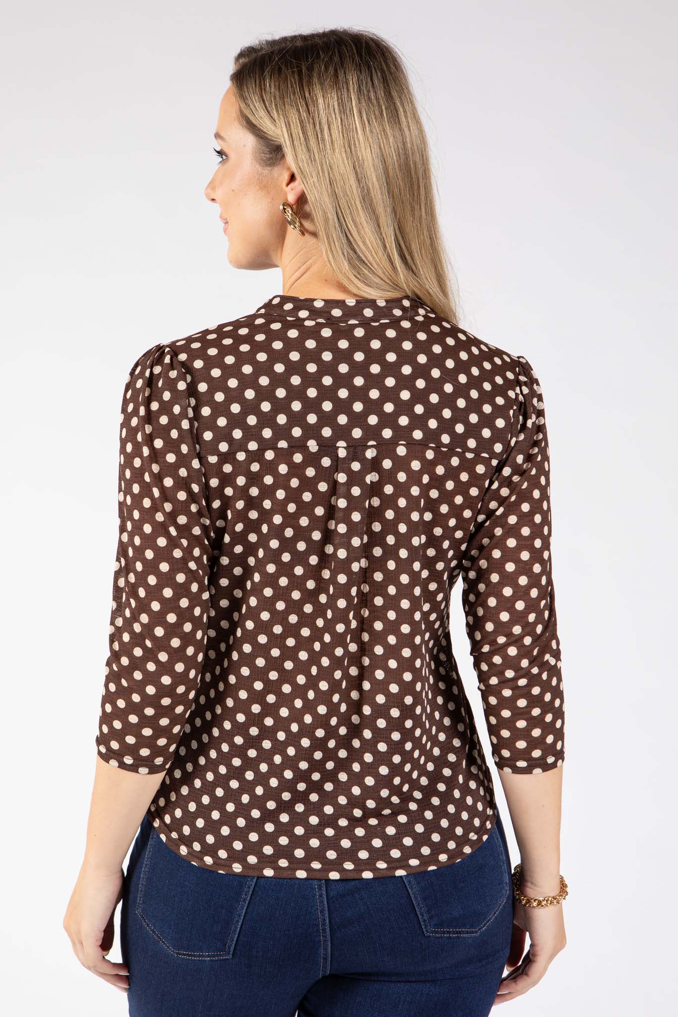 Polka Dot V-Neck Blouse