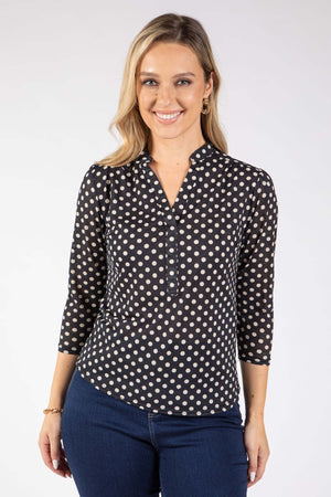 Polka Dot V-Neck Blouse