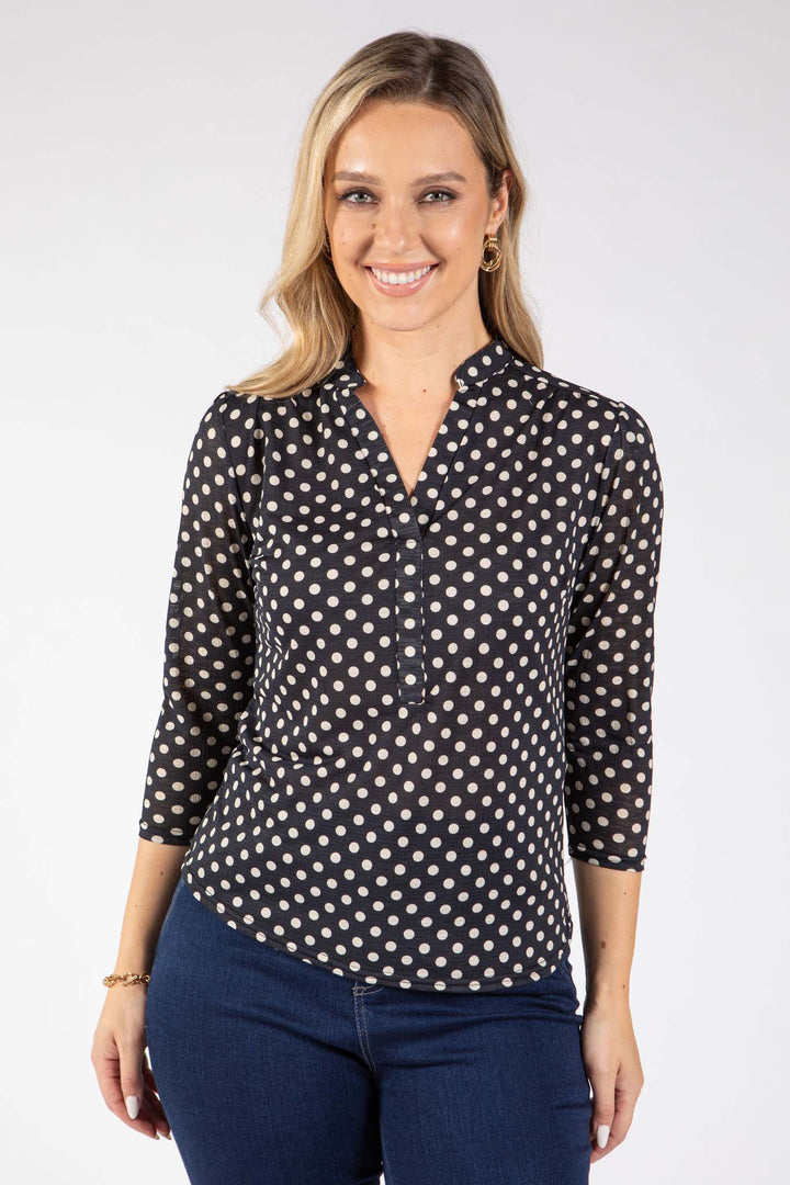 Polka Dot V-Neck Blouse