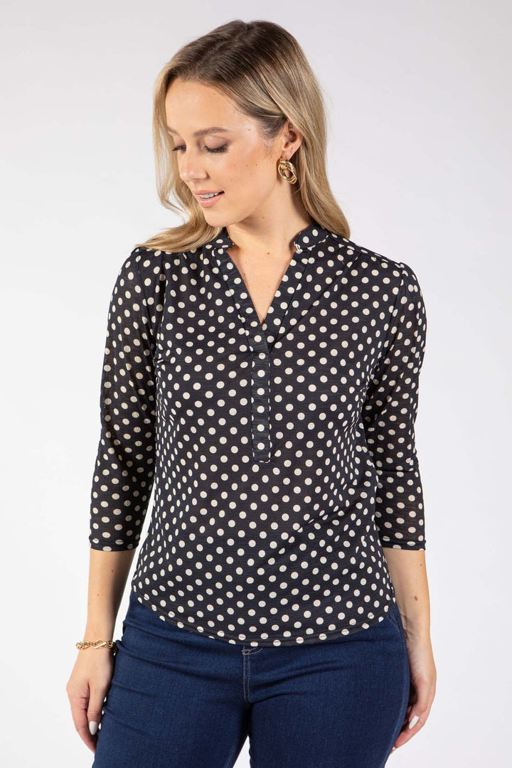 Polka Dot V-Neck Blouse