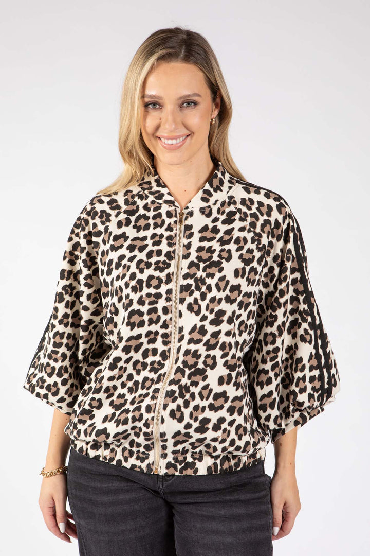 Leopard Print Zip-Up Jacket