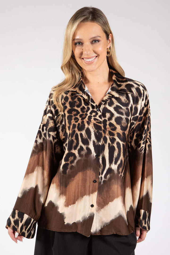 Leopard Print Satin Blouse