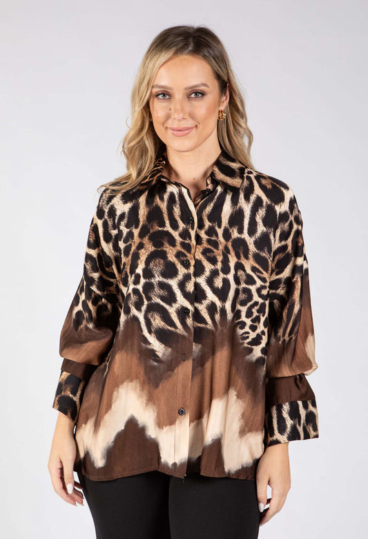 Leopard Print Satin Blouse