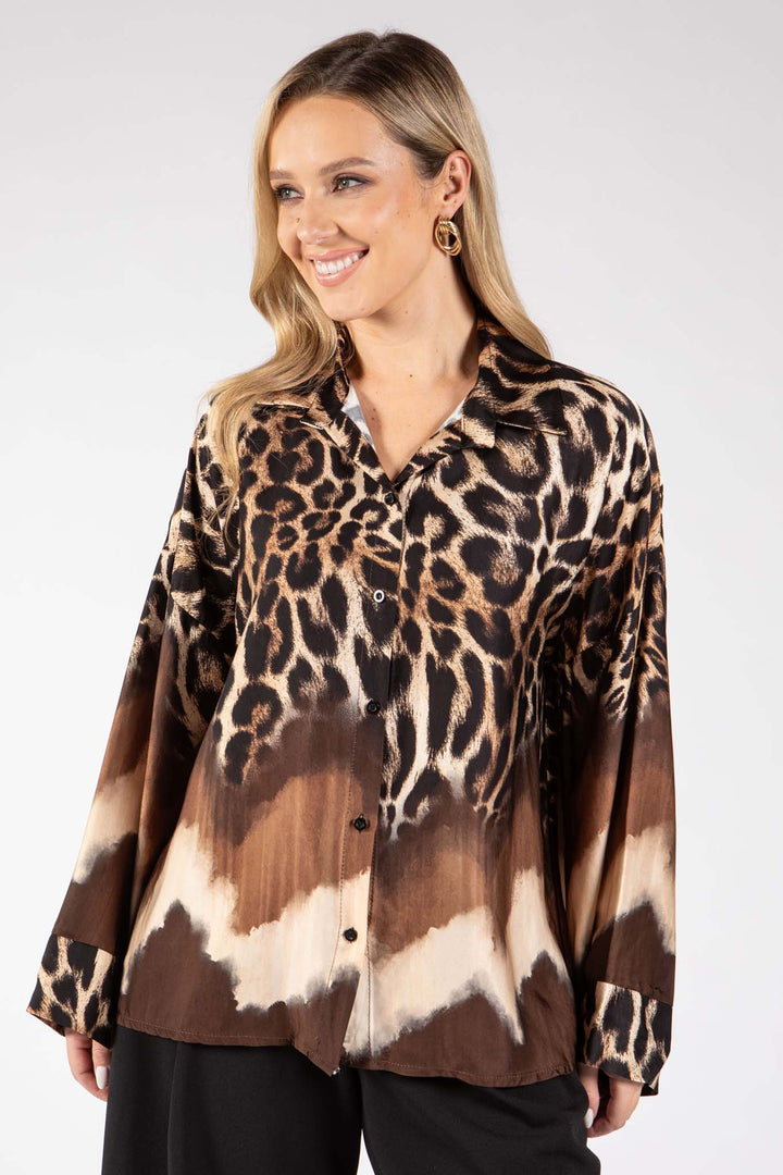 Leopard Print Satin Blouse