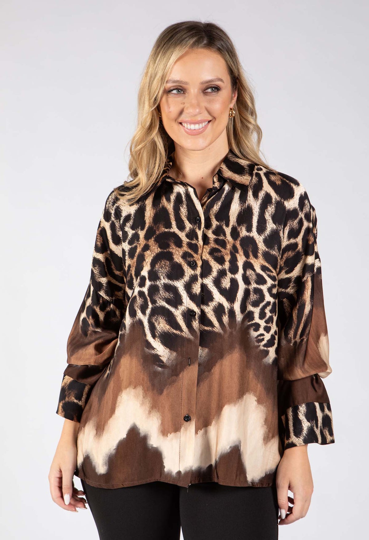Leopard Print Satin Blouse