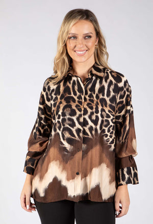 Leopard Print Satin Blouse