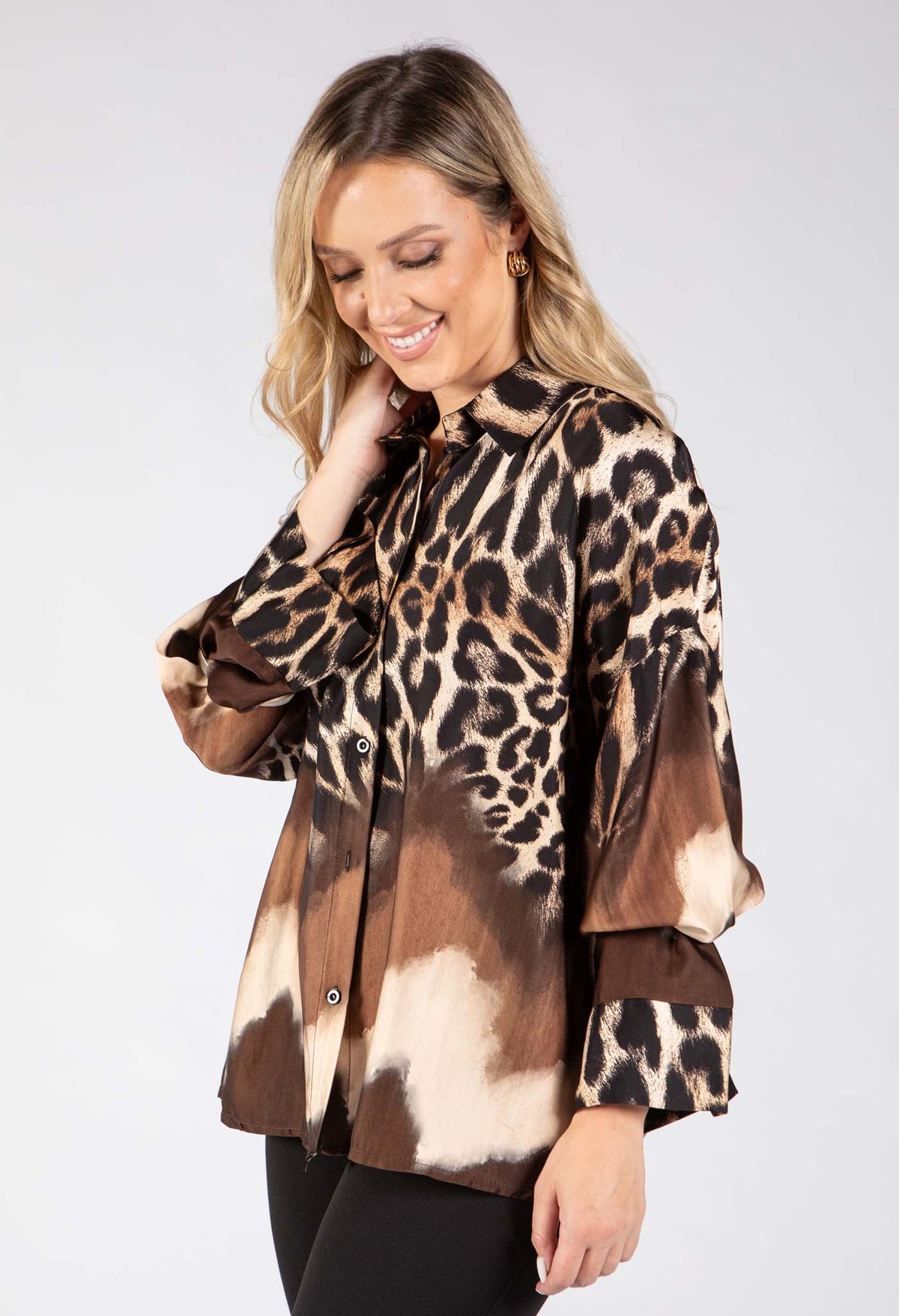 Leopard Print Satin Blouse