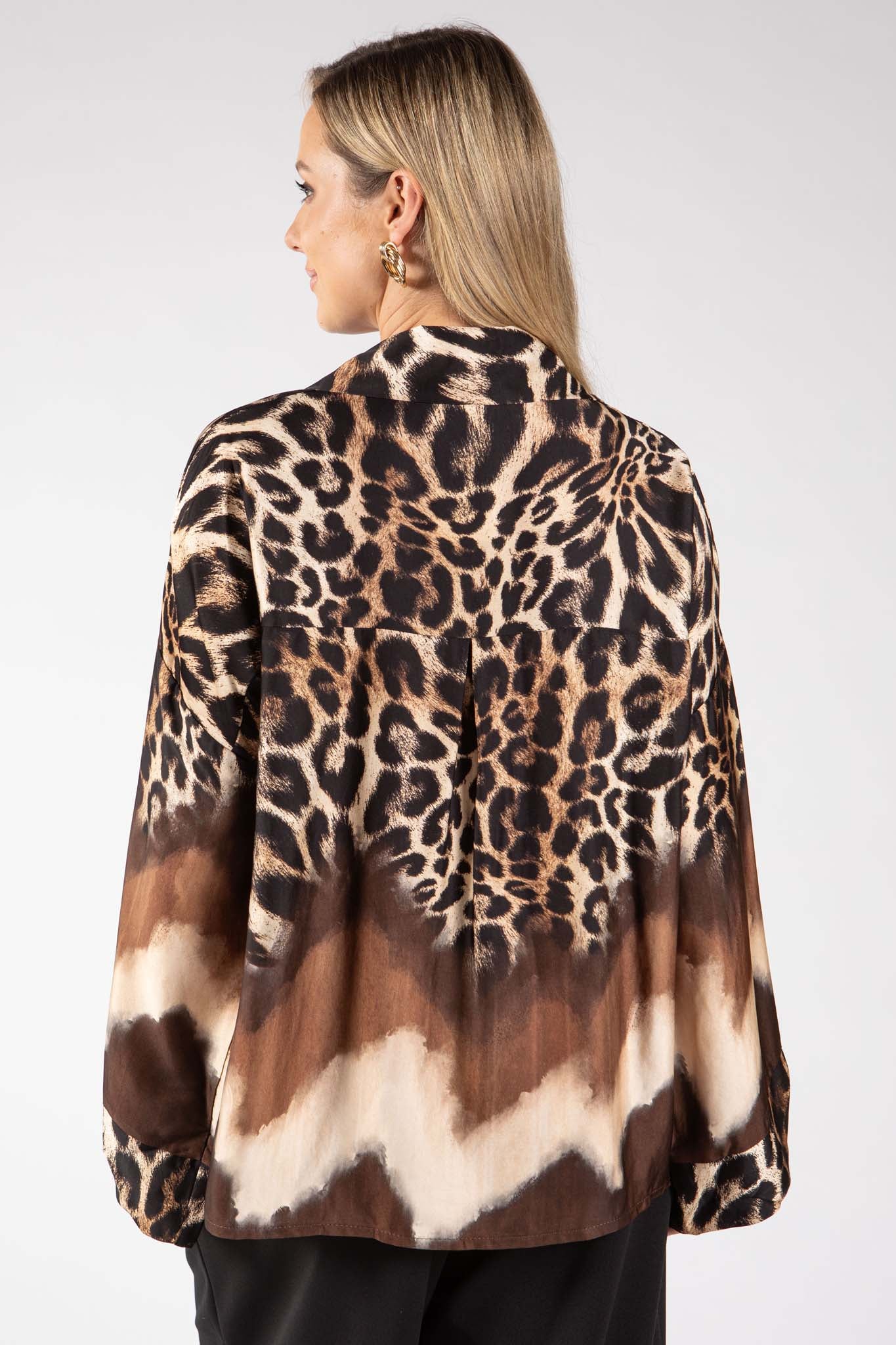 Leopard Print Satin Blouse