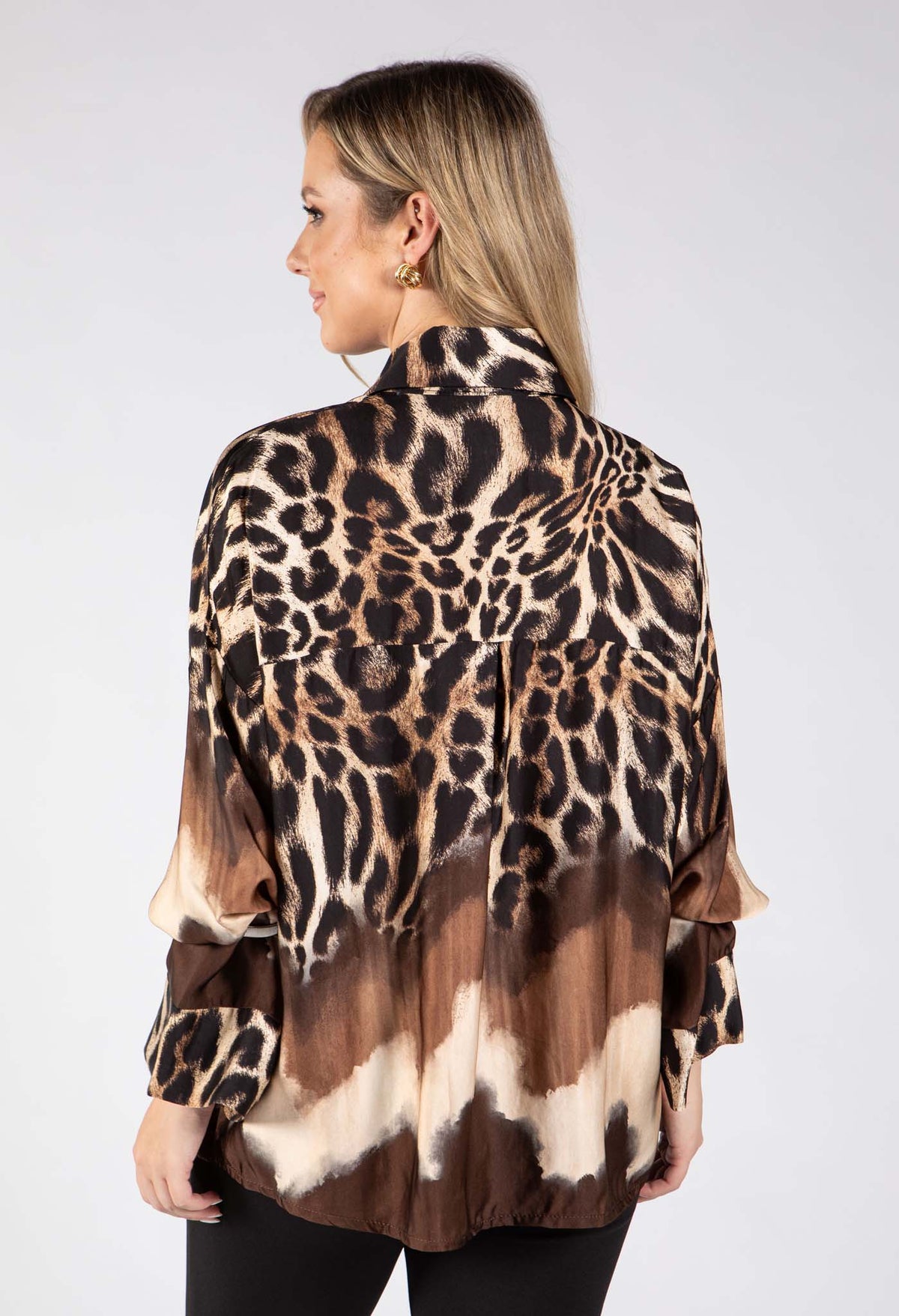 Leopard Print Satin Blouse