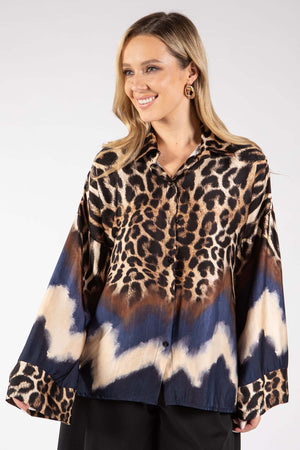 Leopard Print Satin Blouse