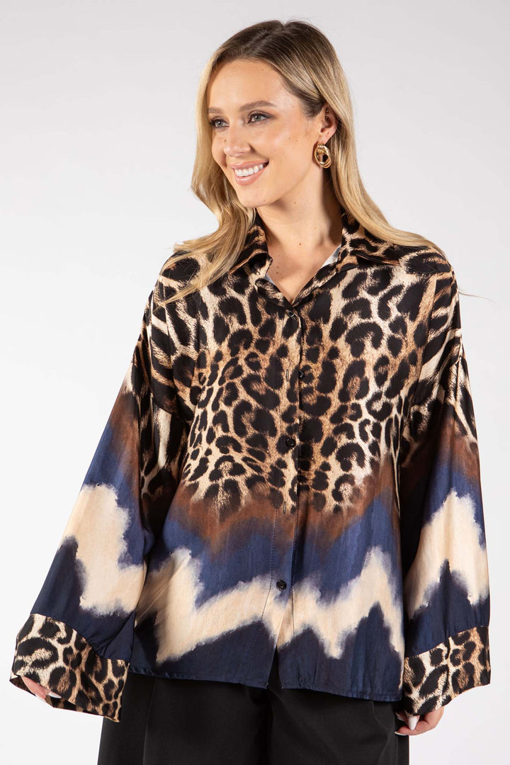 Leopard Print Satin Blouse