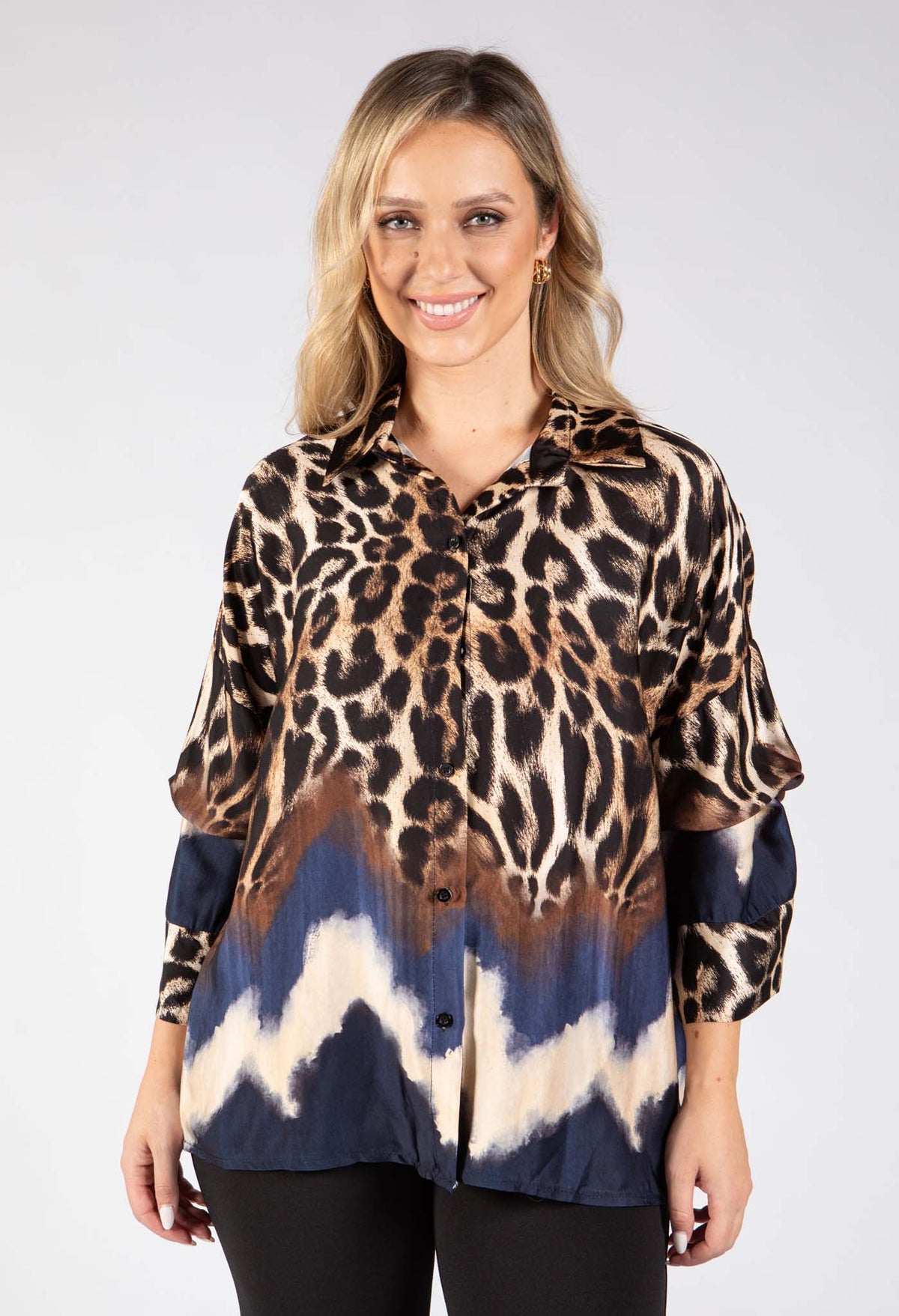 Leopard Print Satin Blouse