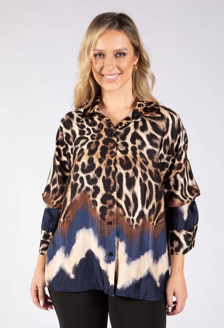 Leopard Print Satin Blouse