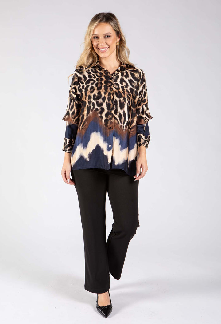 Leopard Print Satin Blouse