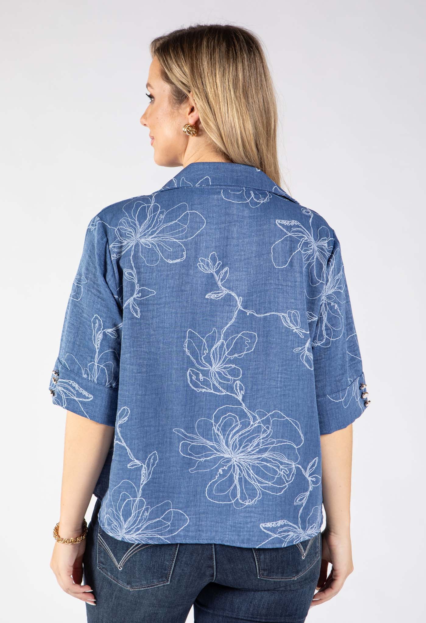 Denim Look Floral Shirt