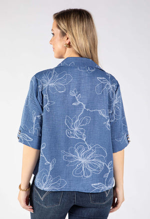 Denim Look Floral Shirt
