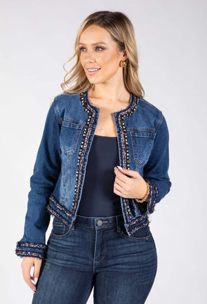 Pearl Trim Denim Jacket