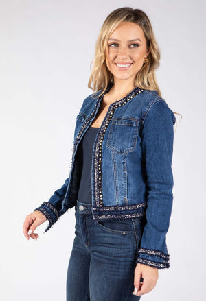 Pearl Trim Denim Jacket