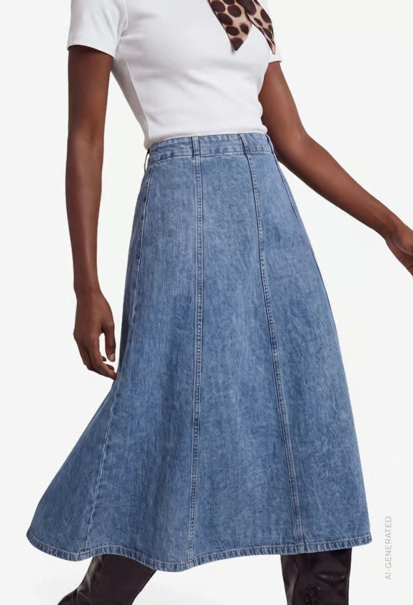 Midi Denim Skirt
