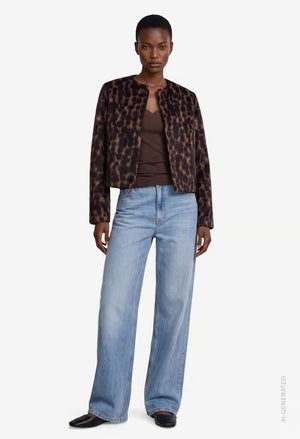 Leopard Pattern Jacket With Buttons