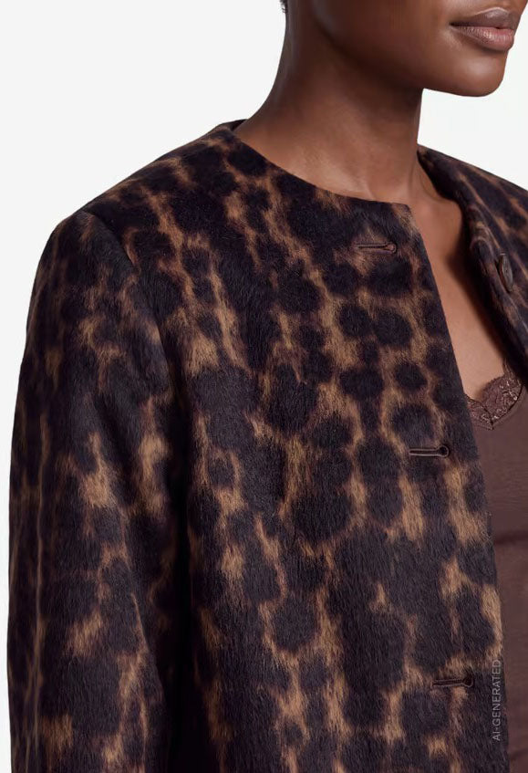 Leopard Pattern Jacket With Buttons