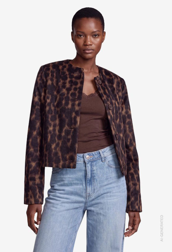Leopard Pattern Jacket With Buttons