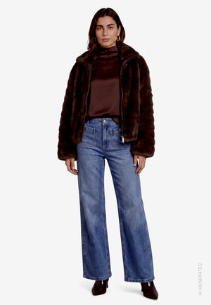 Wide Leg Jeans In Dark Blue Denim