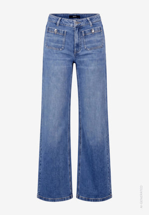 Wide Leg Jeans In Dark Blue Denim
