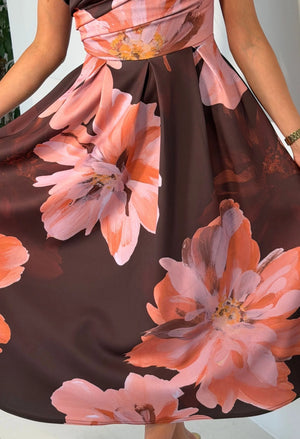 Betty Asymmetric Floral Midi Dress