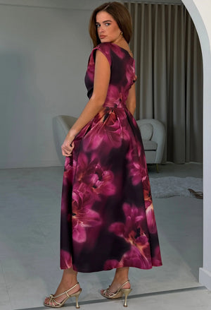 Betty Asymmetric Floral Midi Dress