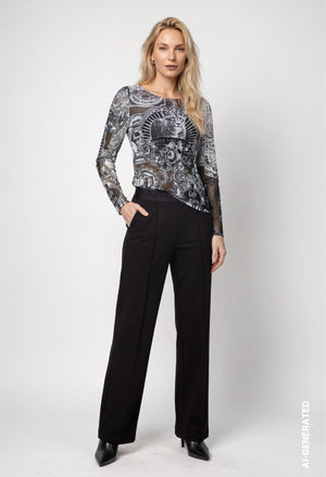 Wide Leg Pull On Trousers
