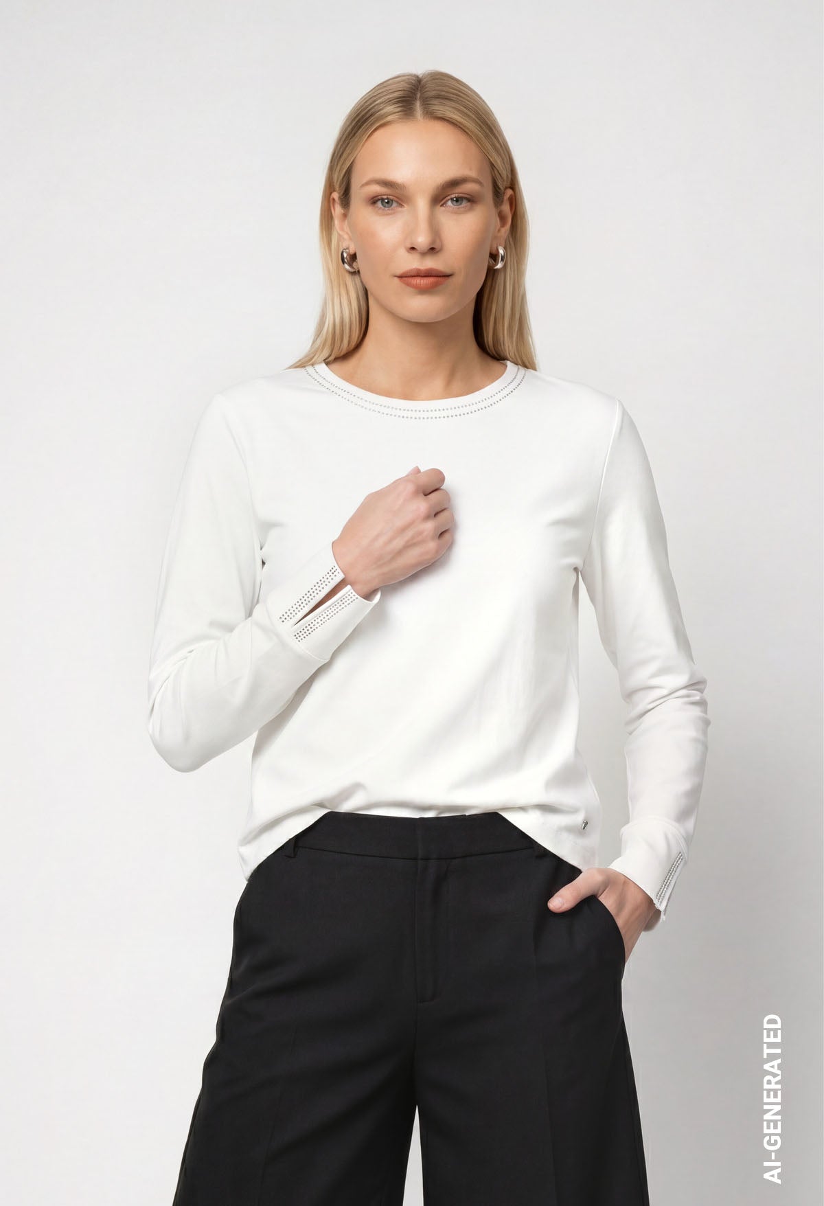Rhinestone Detail Long Sleeve Top