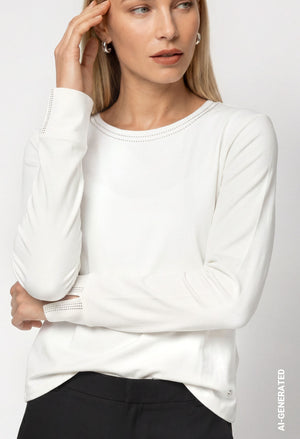 Rhinestone Detail Long Sleeve Top