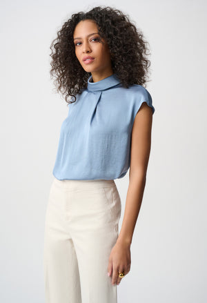 Cap Sleeve High Neck Blouse
