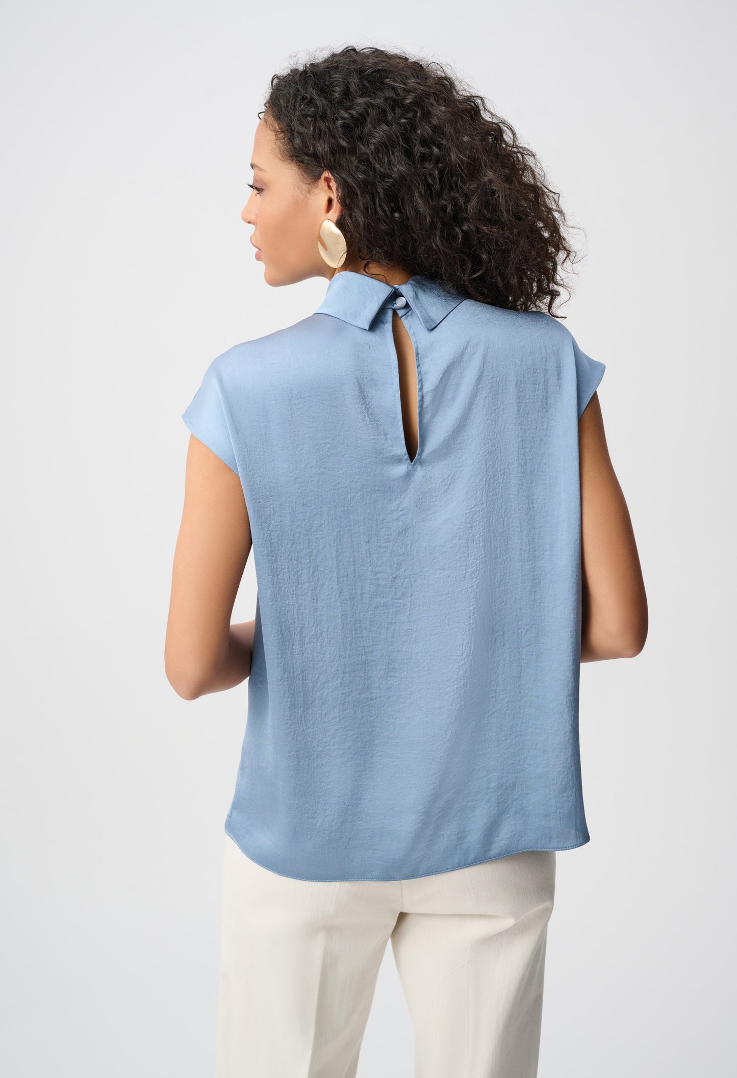 Cap Sleeve High Neck Blouse