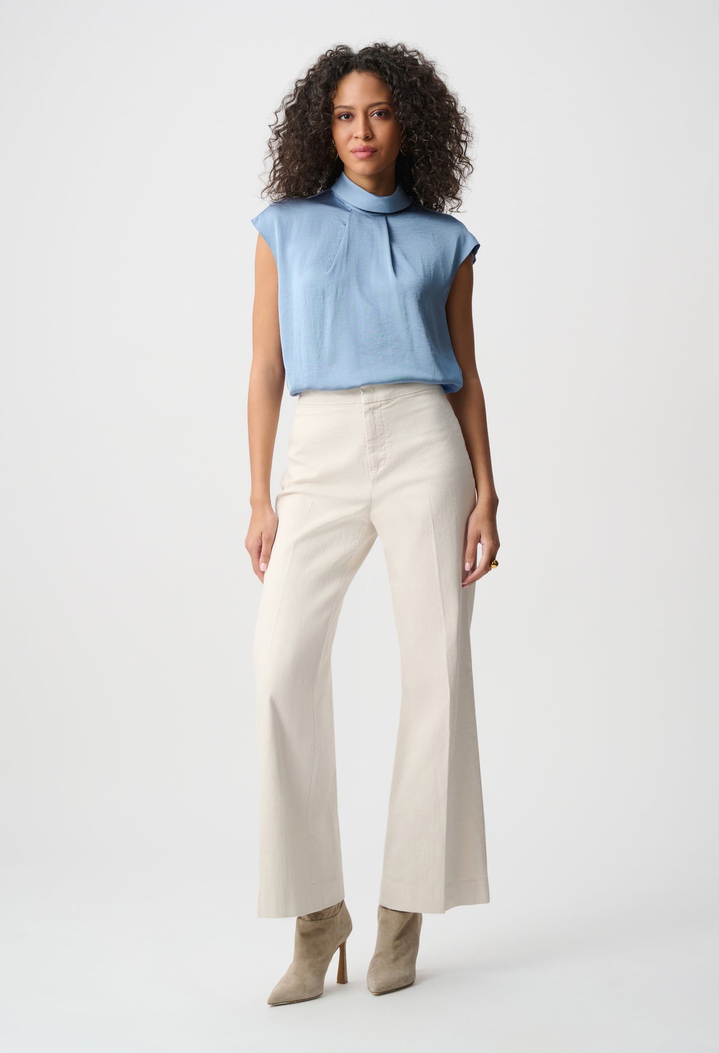Cap Sleeve High Neck Blouse