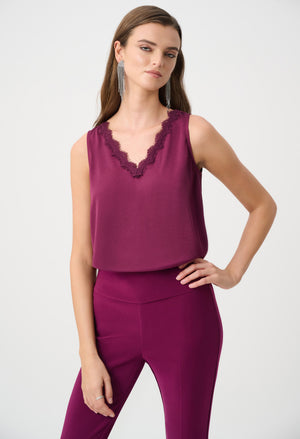 Lace Trim V-Neck Top